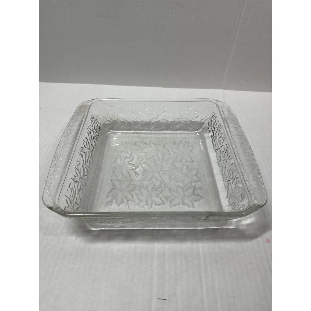 Princess House Crystal Fantasia Poinsettia Casserole‎ Baking Dish 8